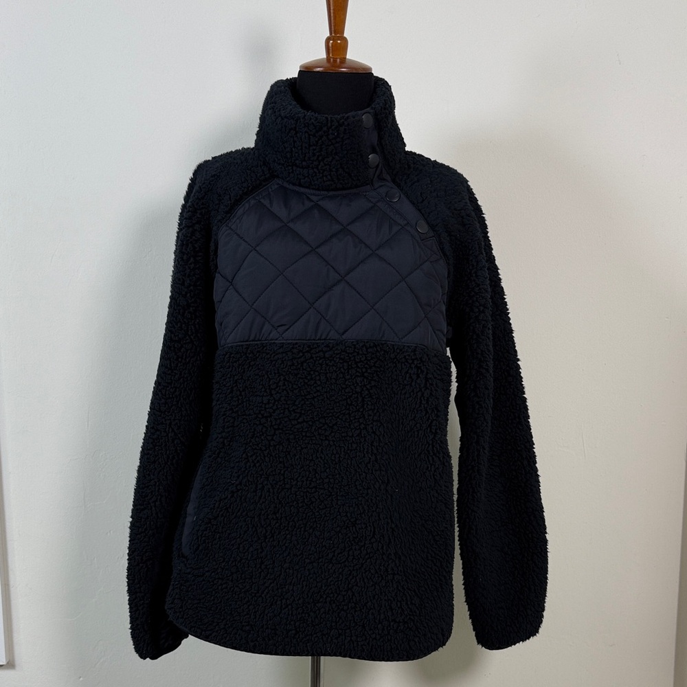 ABERCROMBIE & FITCH Dark Navy Quilted Fleece Pullover S